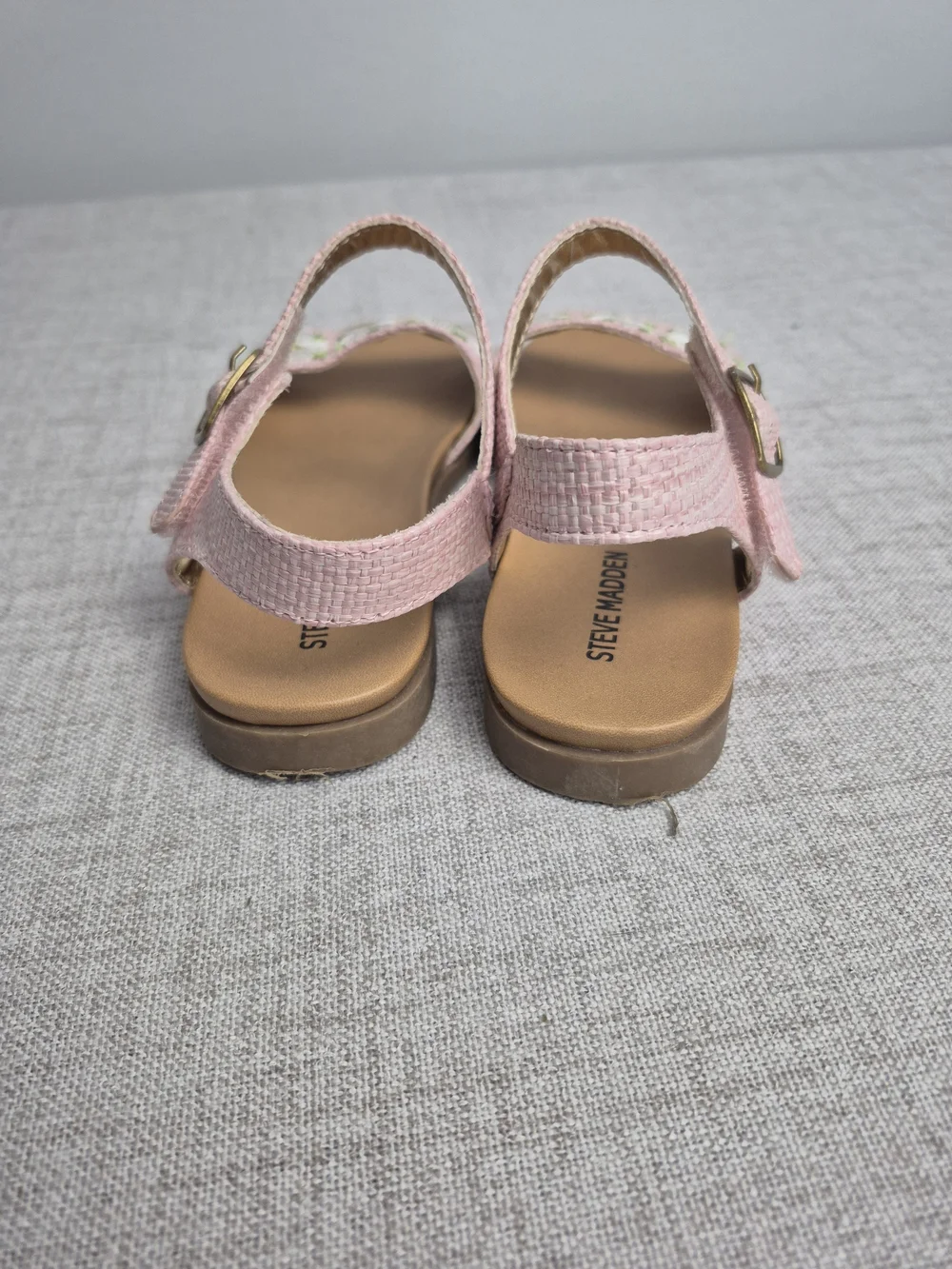 Steve Madden Girls Pink Woven Floral Embroidered Sandals Size 2